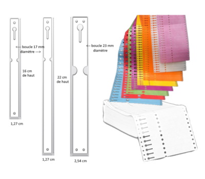 pli/ées dans une pile blanc 1000 pi/èces bord tracteur pour imprimante /à aiguilles 105 g Tyvek /Étiquettes /à boucle 220 x 12,75 mm inscriptible /à la main